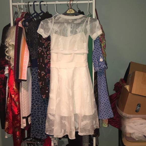 Off white ivory spaghetti strap dress with dickie - Picture 2 of 5